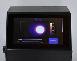 QUEL Imaging's custom FluoViz imaging system showing an ICG coin